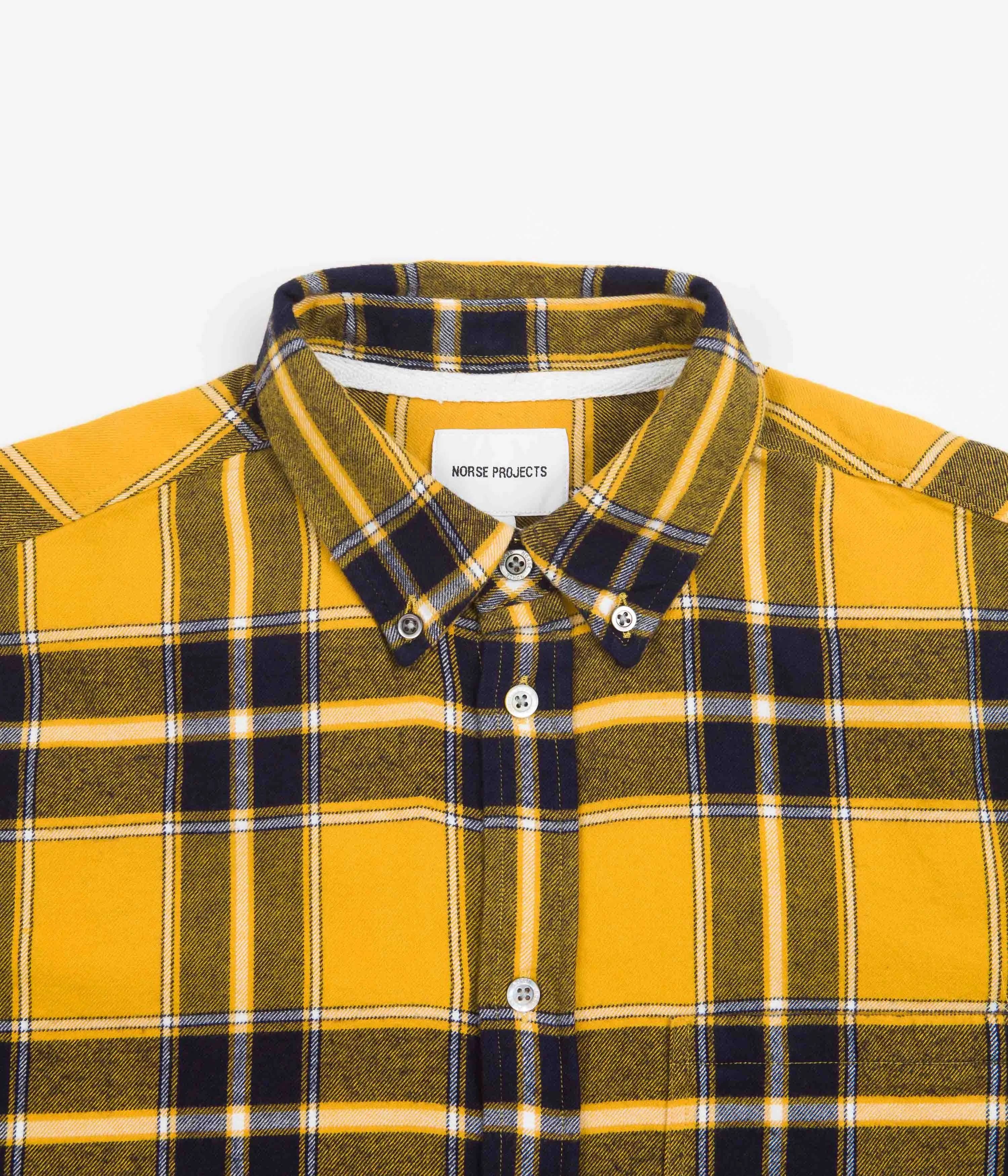 Norse Projects Anton Brushed Flannel Check Shirt - Turmeric Yellow