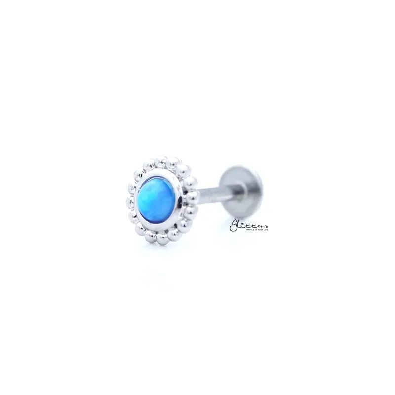 Opal Blue Tragus Barbell - Ball End | Flat Back