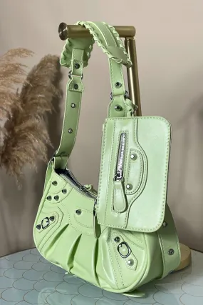 Pastel green motorcycle shoulder bag