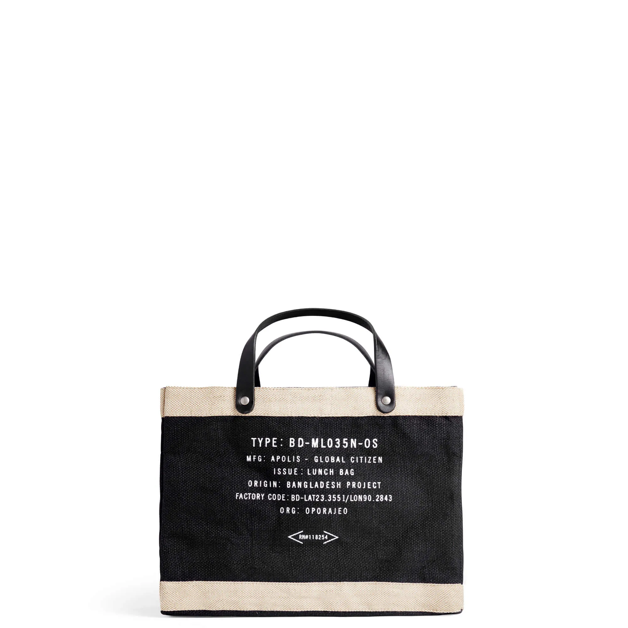 Petite Market Bag in Black with “ERRANDS”