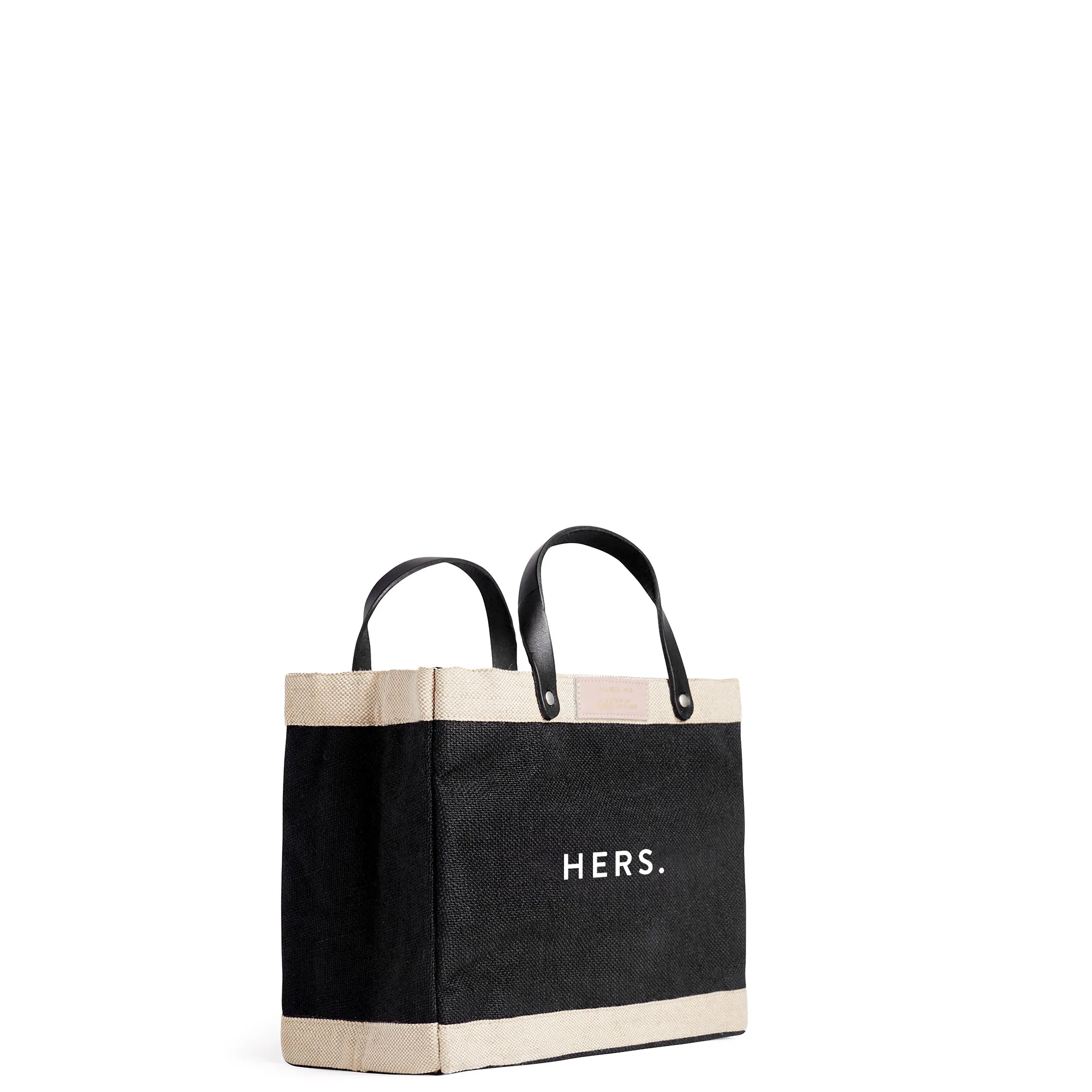 Petite Market Bag in Black with “HERS.”