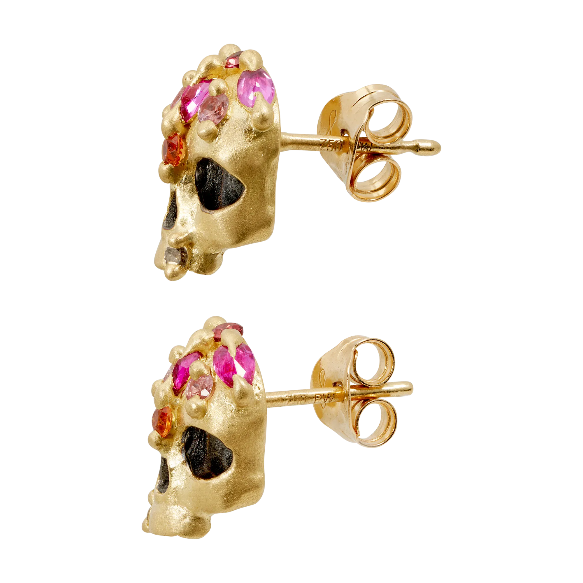 Pink Enchanted City Skull Stud Earrings - Made to Order