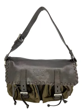 PRADA Tessuto Nylon and Leather Flap Bag