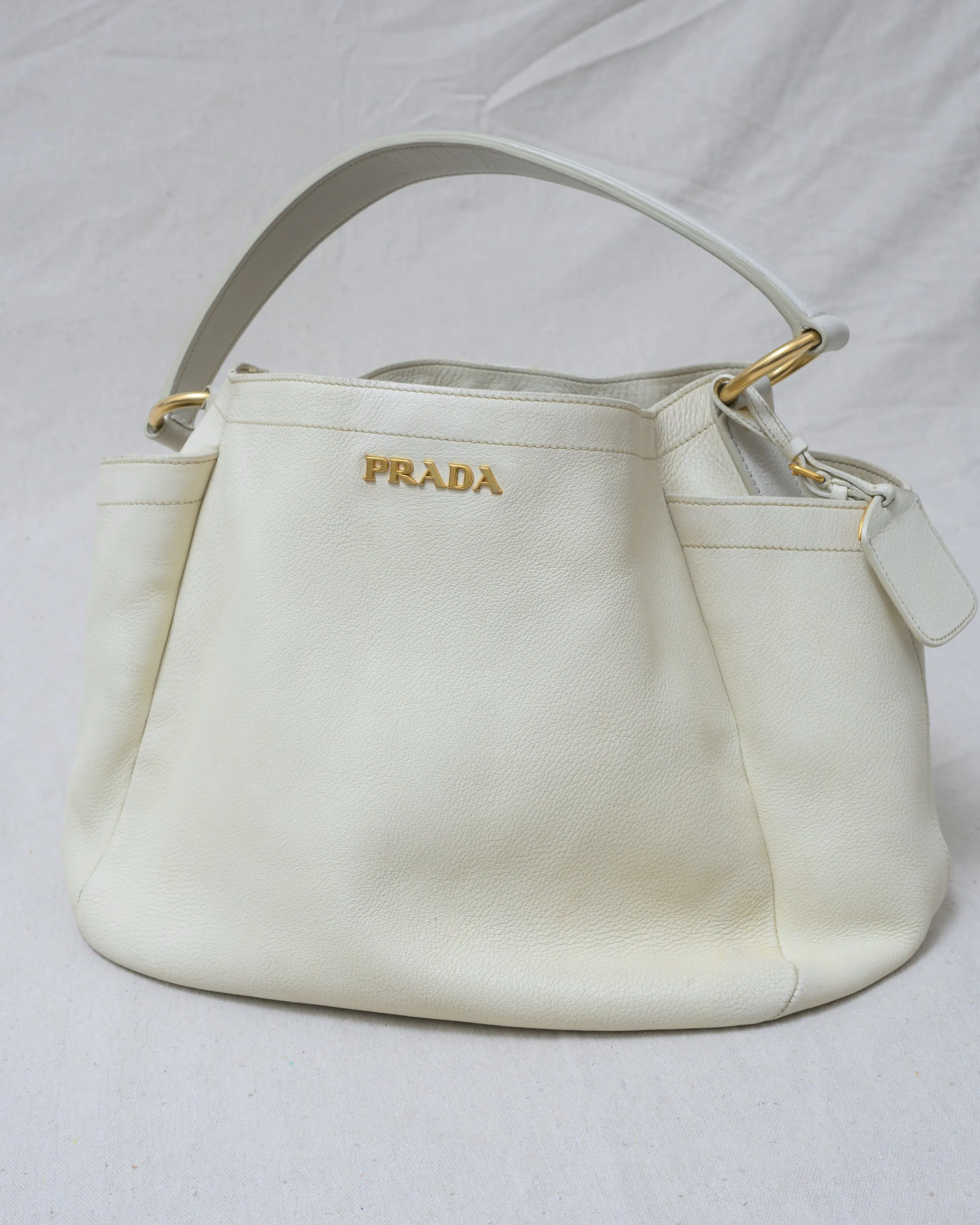 Preloved Cream PRADA Vitello Daino Bag