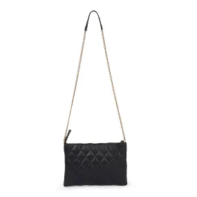 Quilted Flat Wallet Clutch-Black