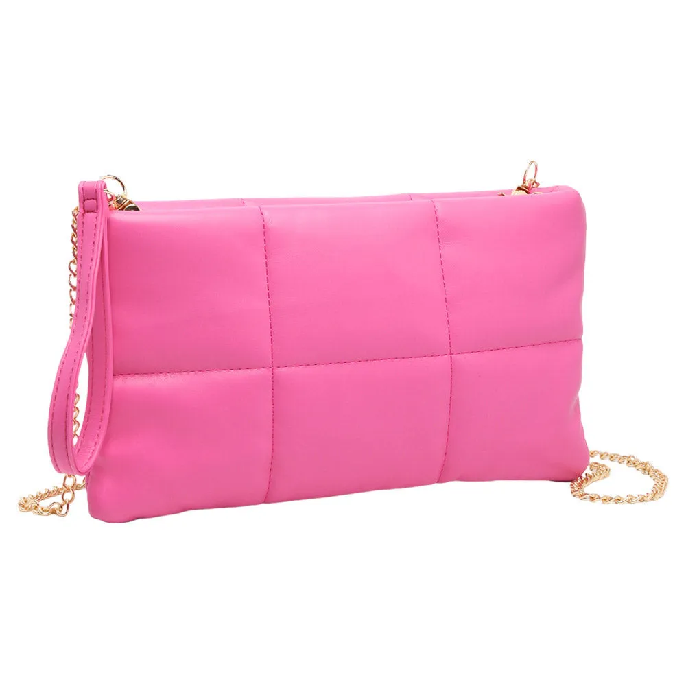 Quilted Solid Faux Leather Crossbody Bag