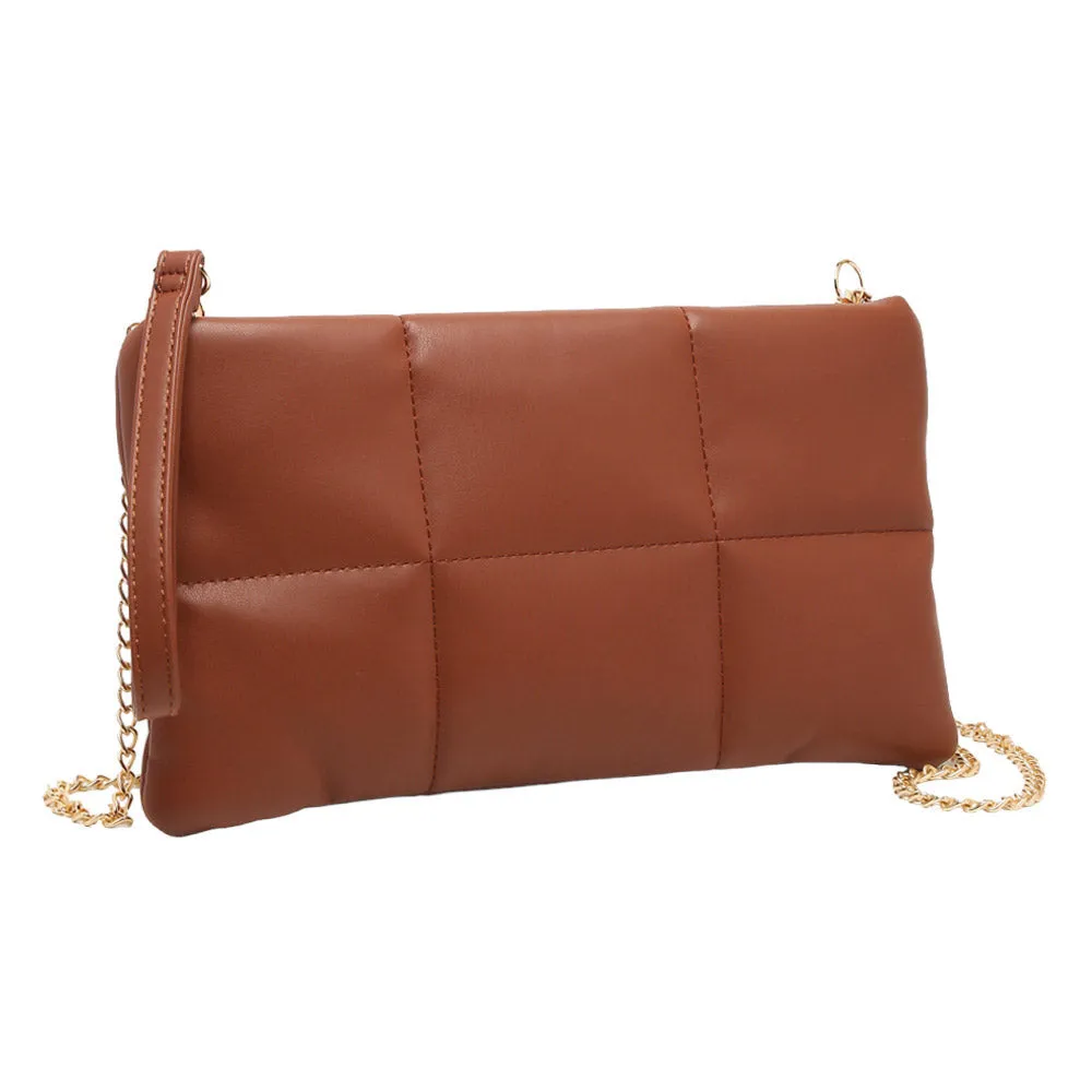 Quilted Solid Faux Leather Crossbody Bag