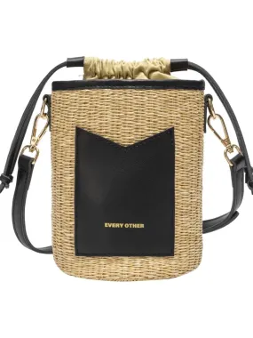 Rattan Drawstring Bag - Black