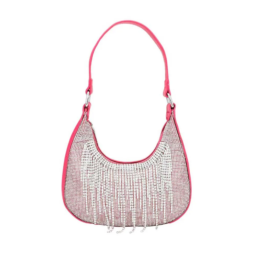 Rhinestone Fringe Evening Shoulder Crossbody Bag