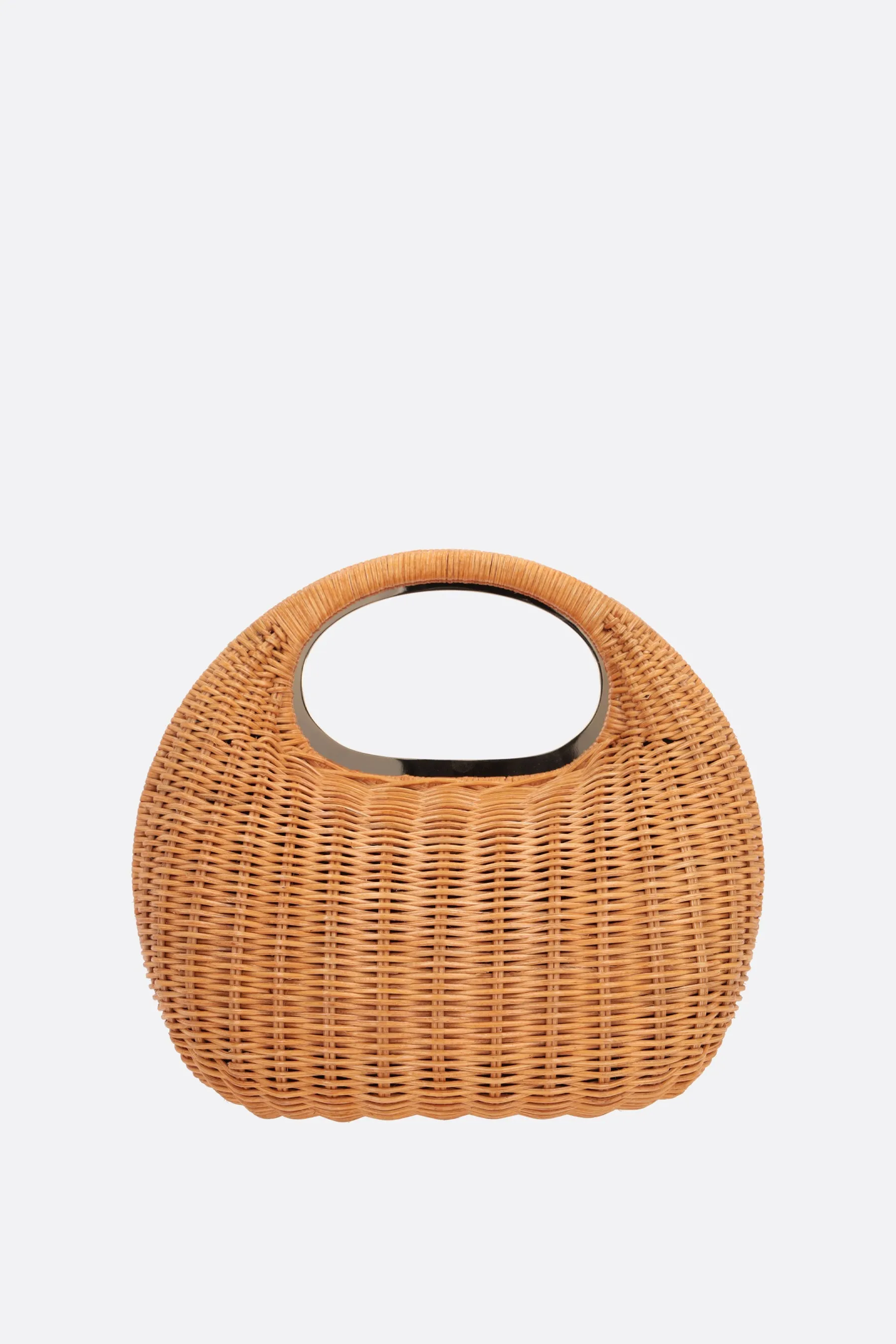 Round rattan handbag