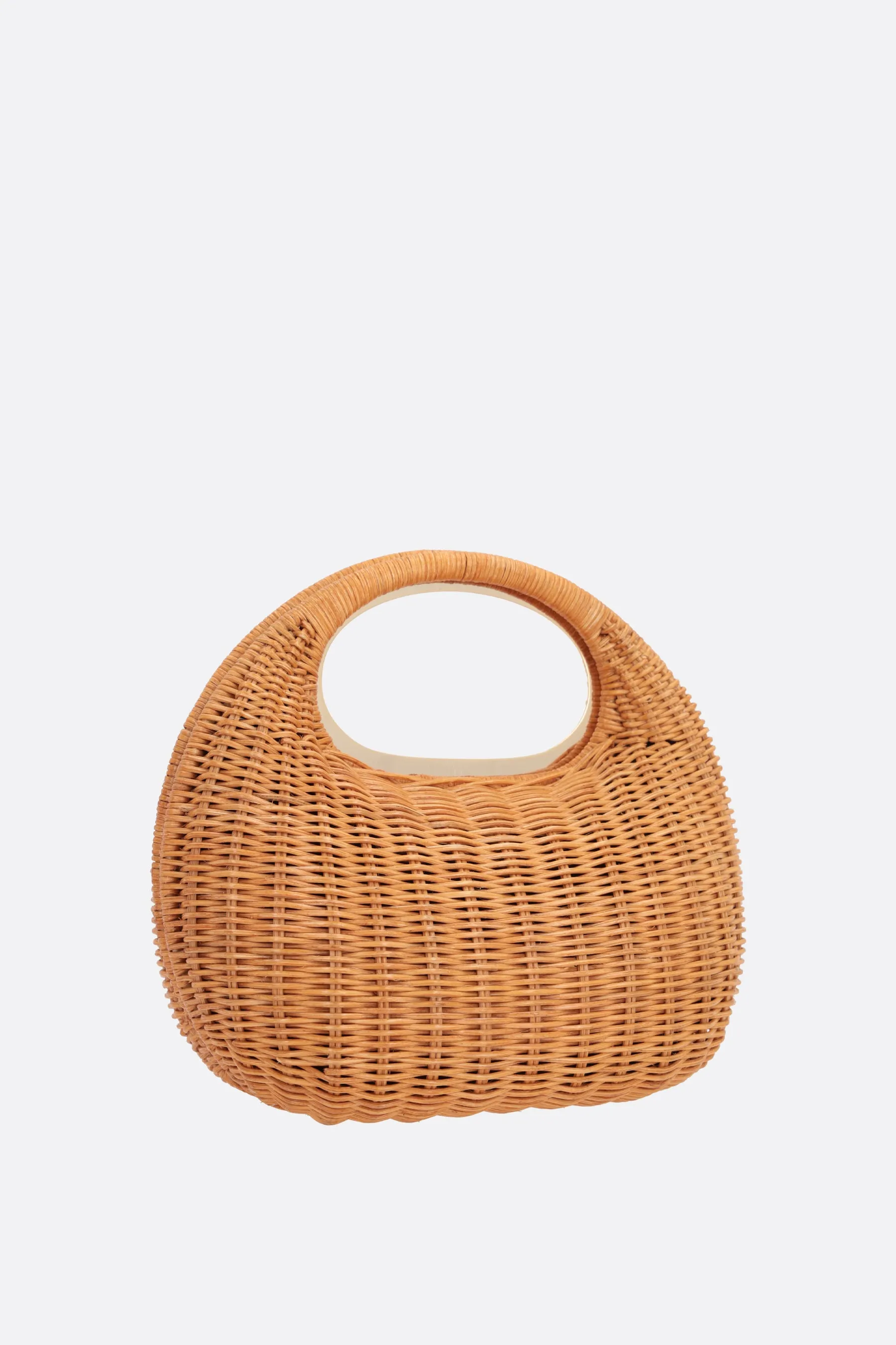 Round rattan handbag