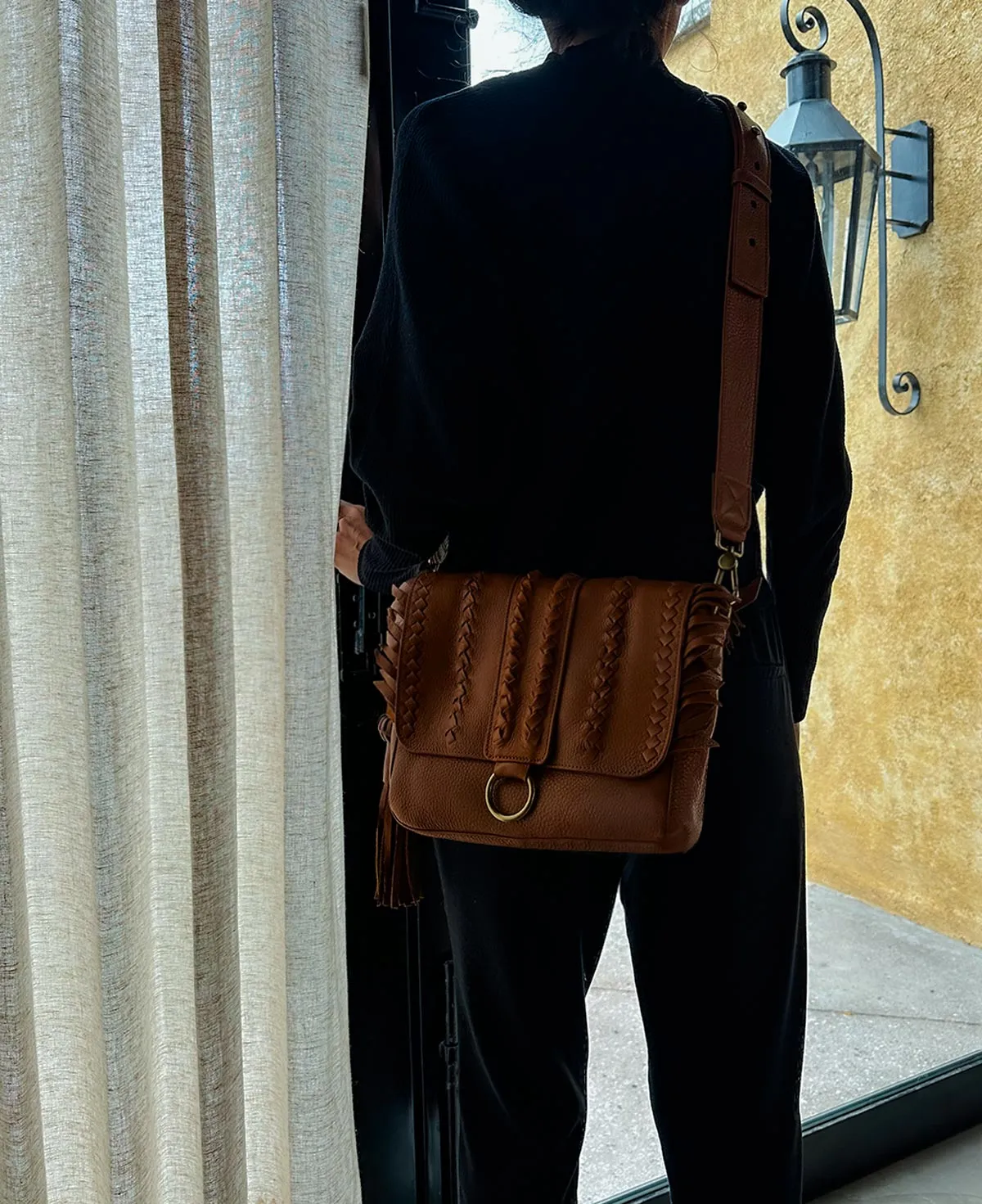 Seneca Tan Leather Shoulder Bag