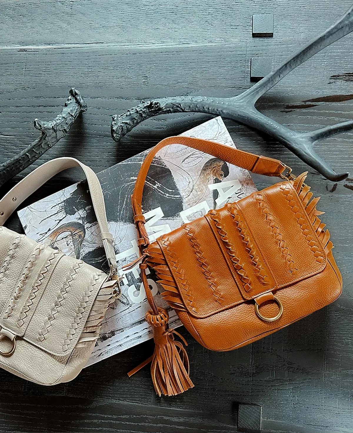 Seneca Tan Leather Shoulder Bag