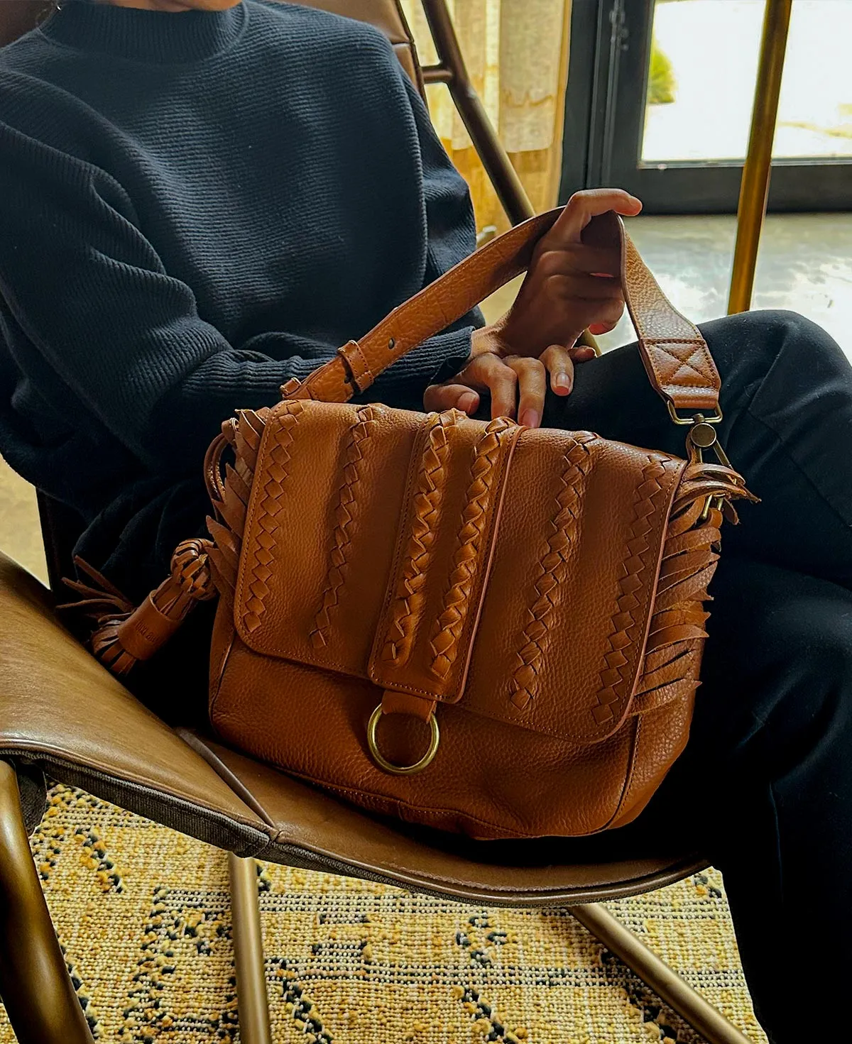 Seneca Tan Leather Shoulder Bag