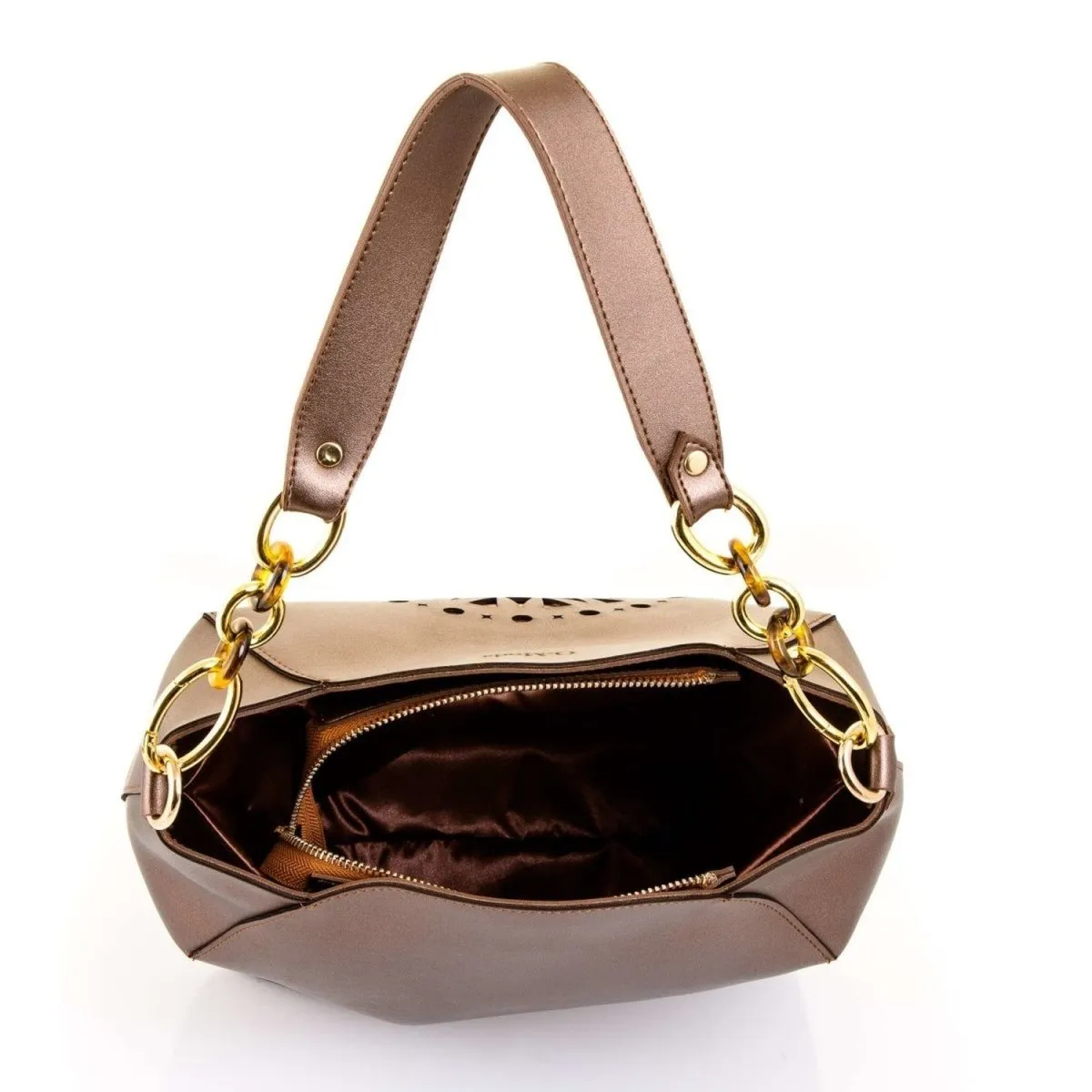 Shiny Copper Shoulder Handbag