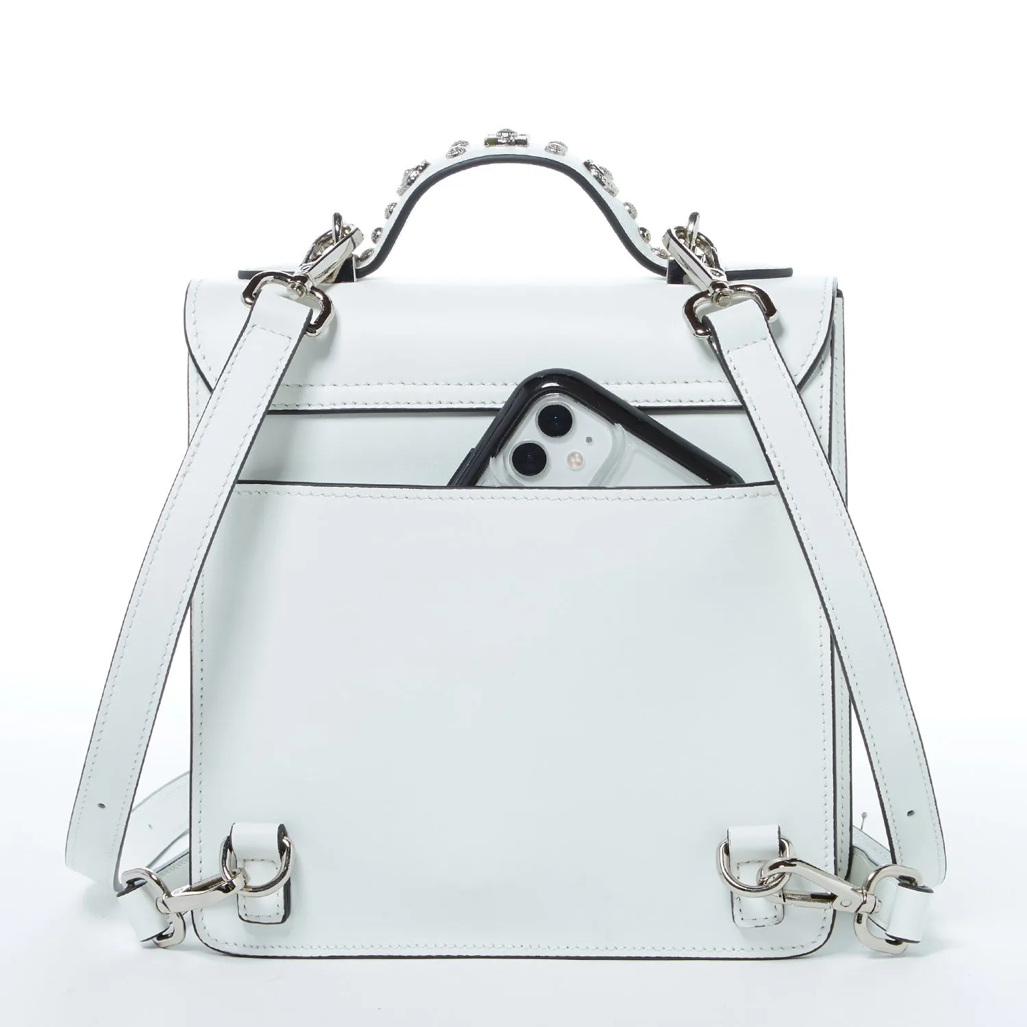 The Hollywood Leather Purse Backpack White