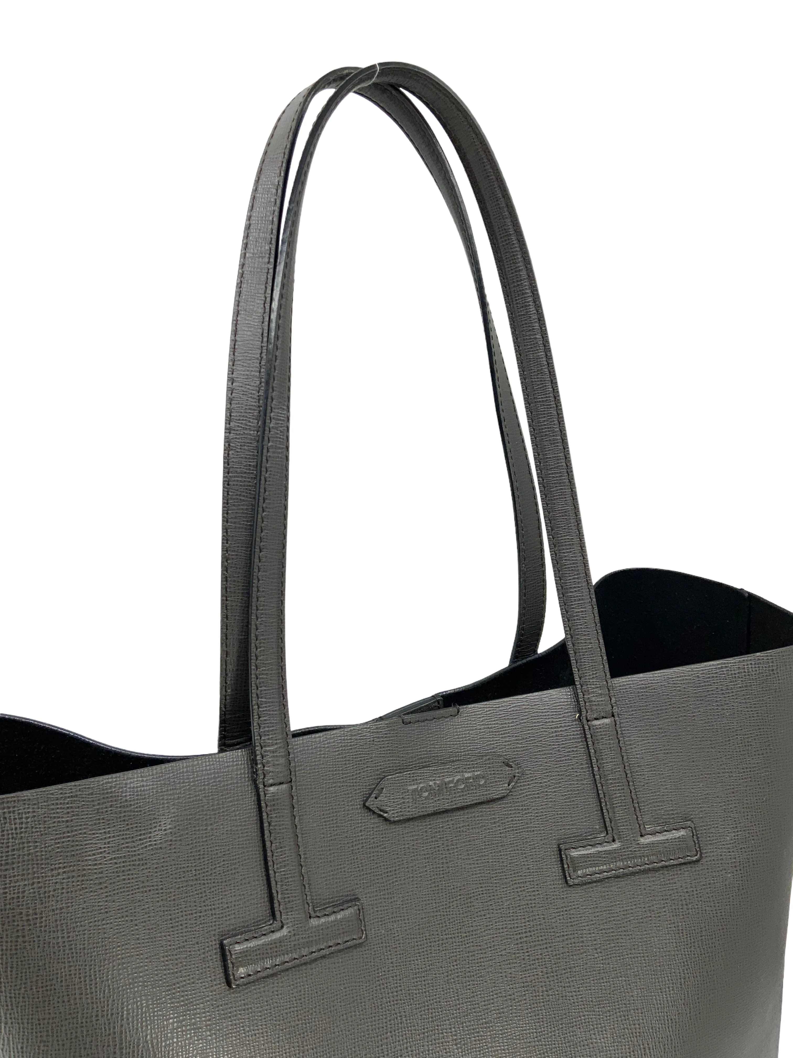 Tom Ford Saffiano Leather Large T Tote Bag