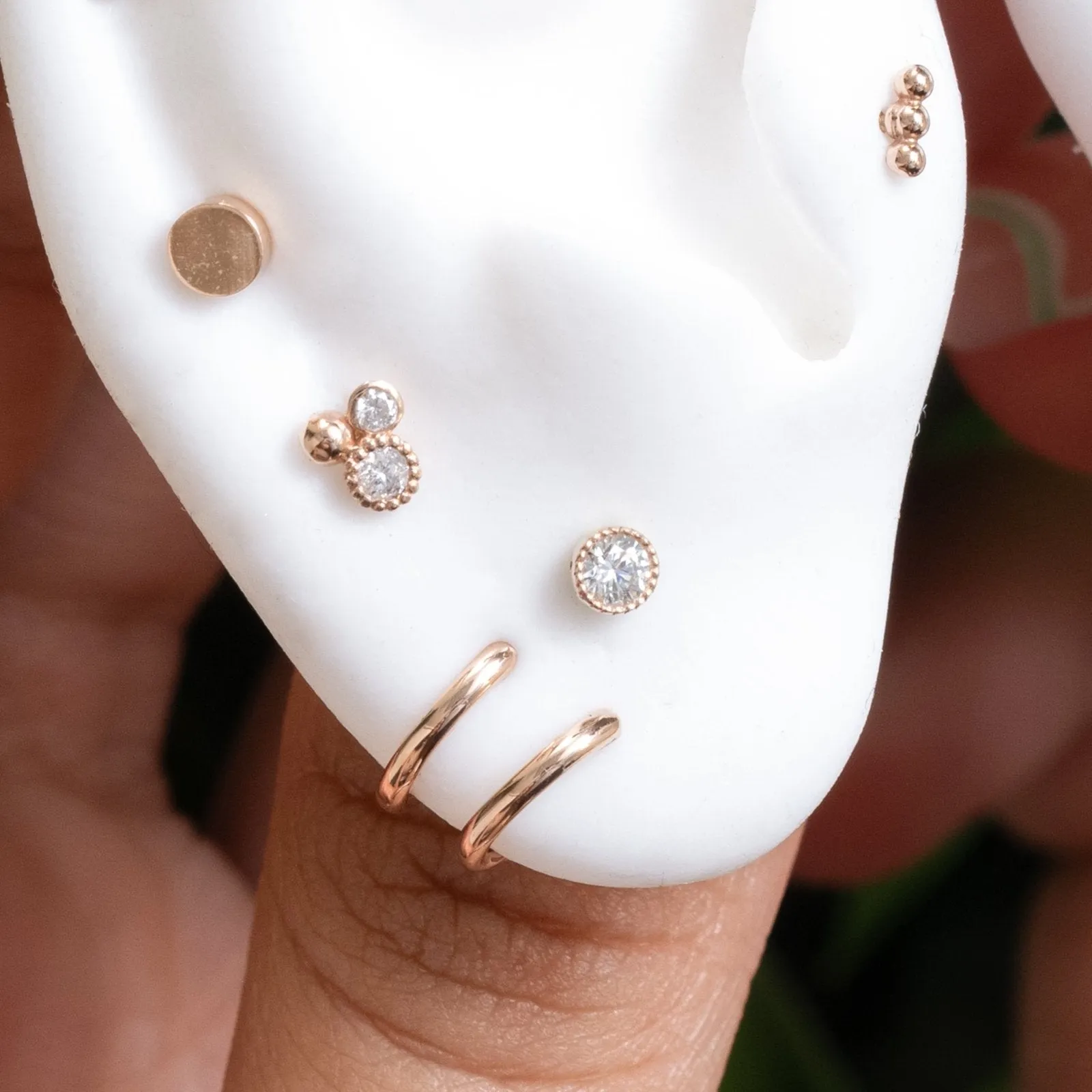 Triple Diamond Cluster Flat Back Stud