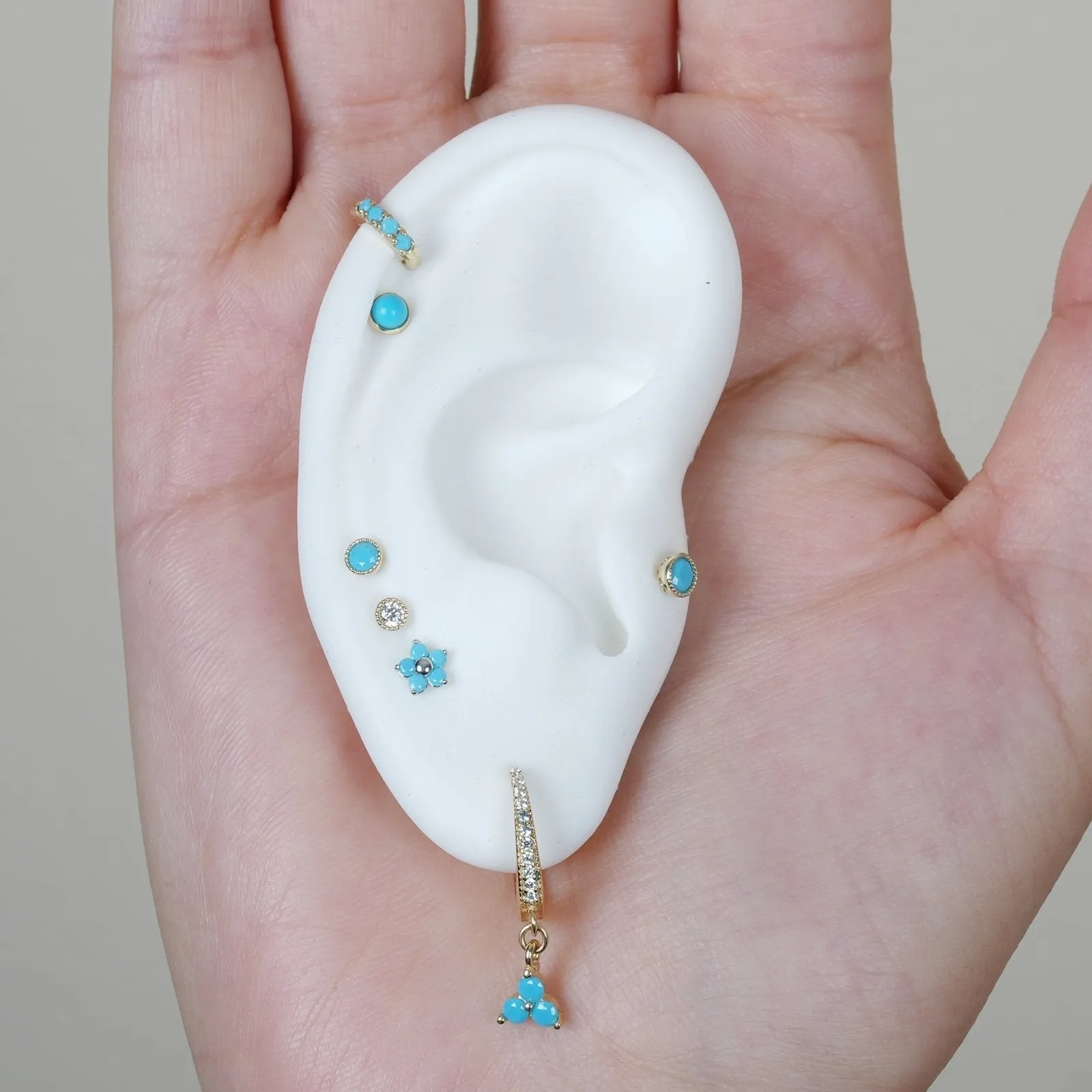 Turquoise Flower Flat Back Stud