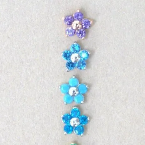 Turquoise Flower Flat Back Stud