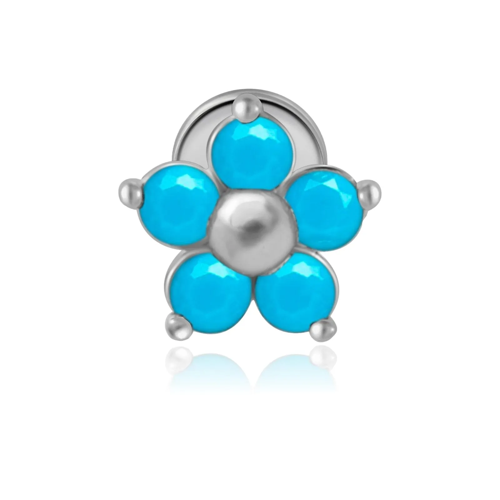 Turquoise Flower Flat Back Stud