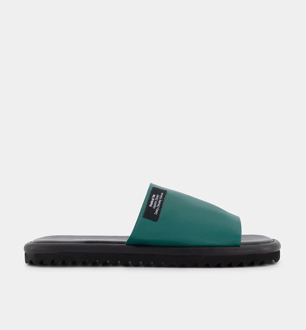 Verdigris Green Yoyogi Leather Slide Sandals