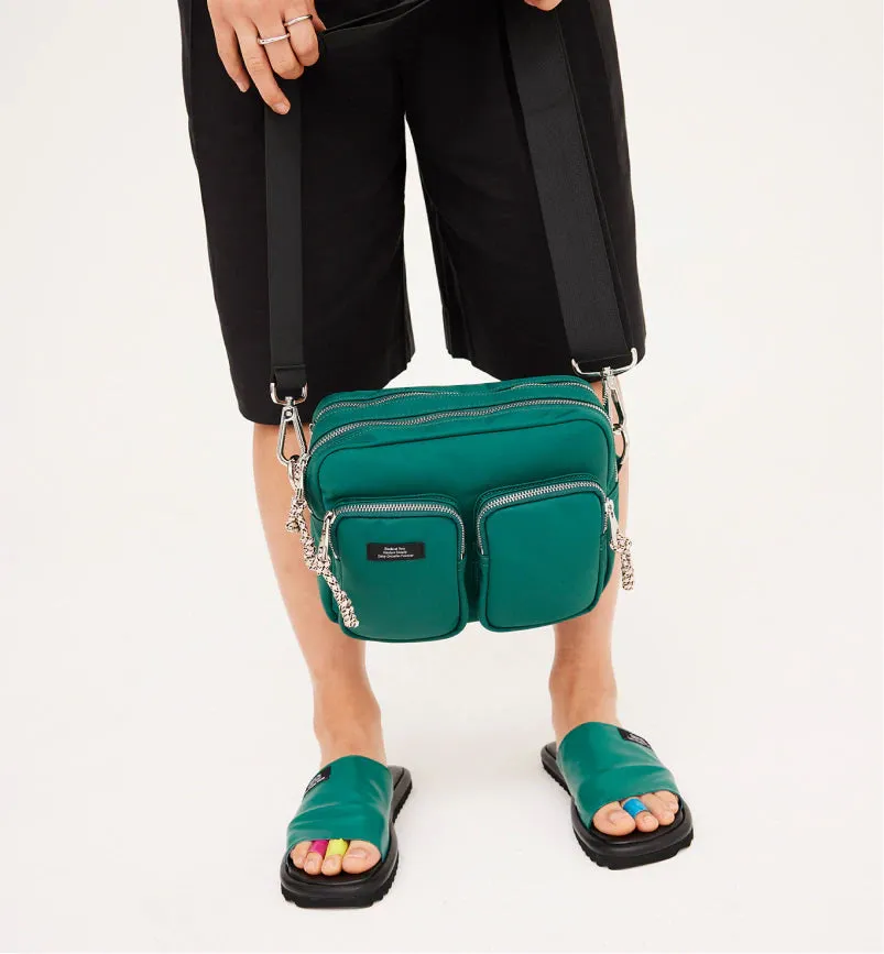 Verdigris Green Yoyogi Leather Slide Sandals